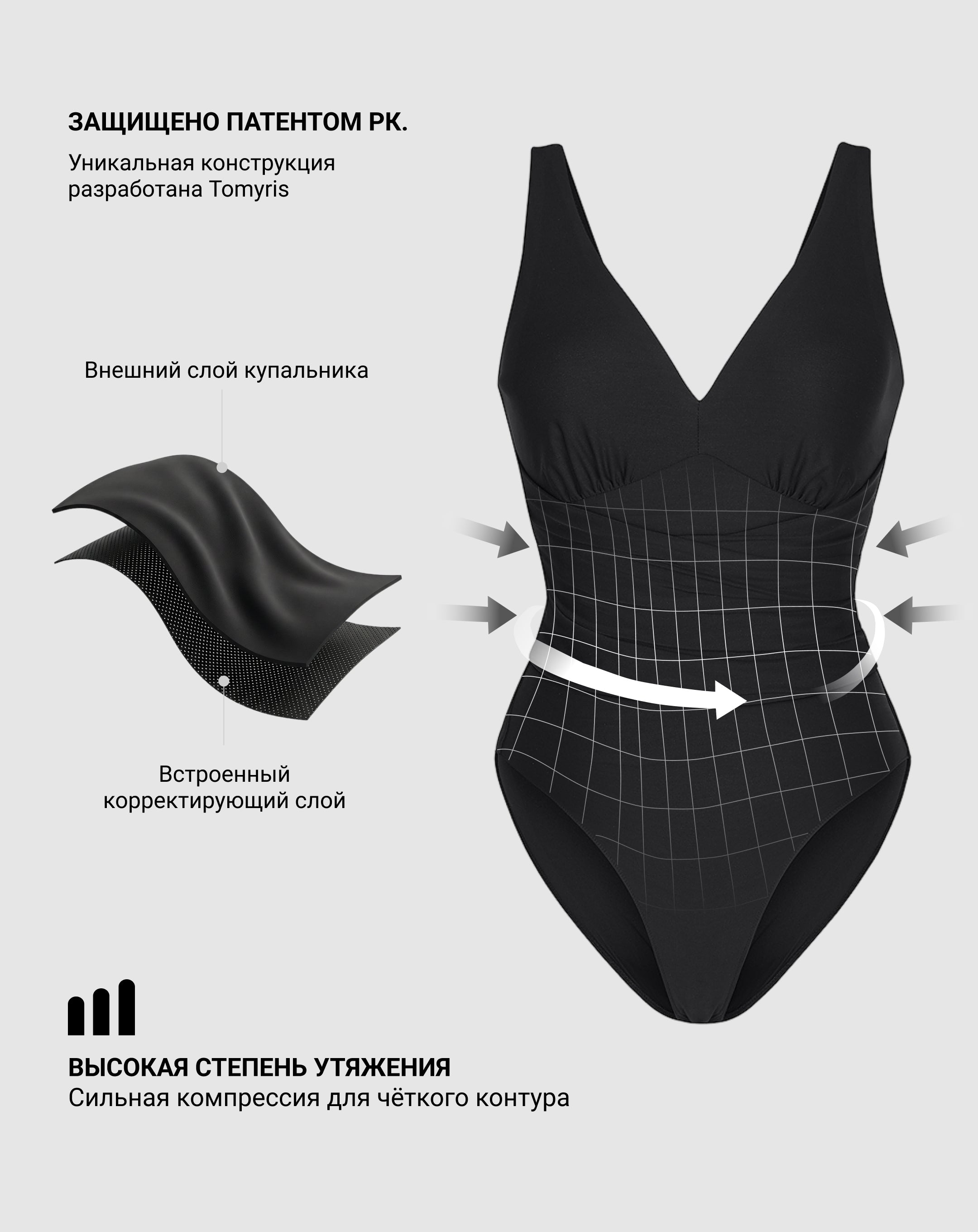 Утягивающий купальник черный Tomyris размер S