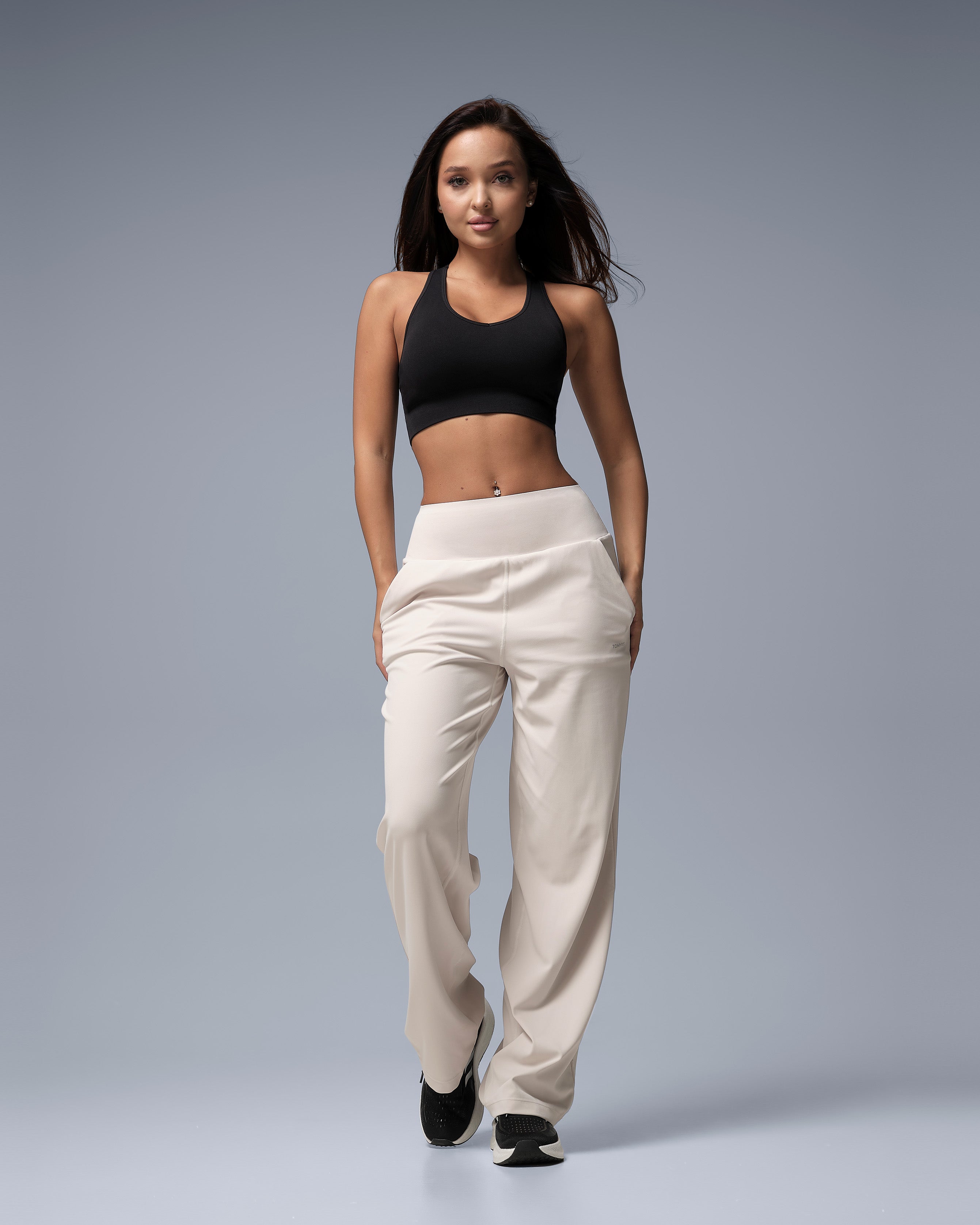 Фитнес-брюки с высокой талией слоновая кость Tomyris размер S