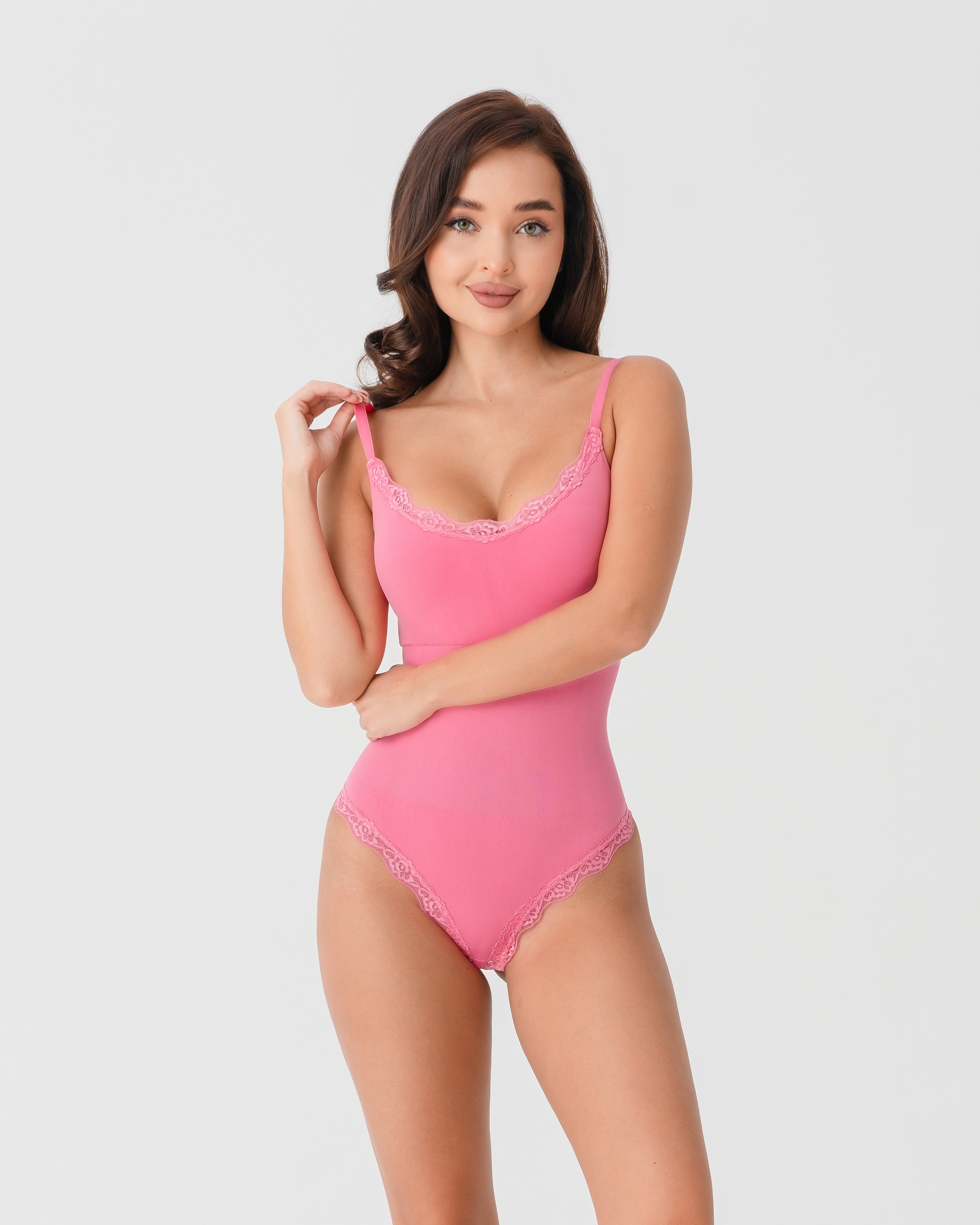 Кружевное моделирующее боди-майка Tomyris розовый размер XS/S